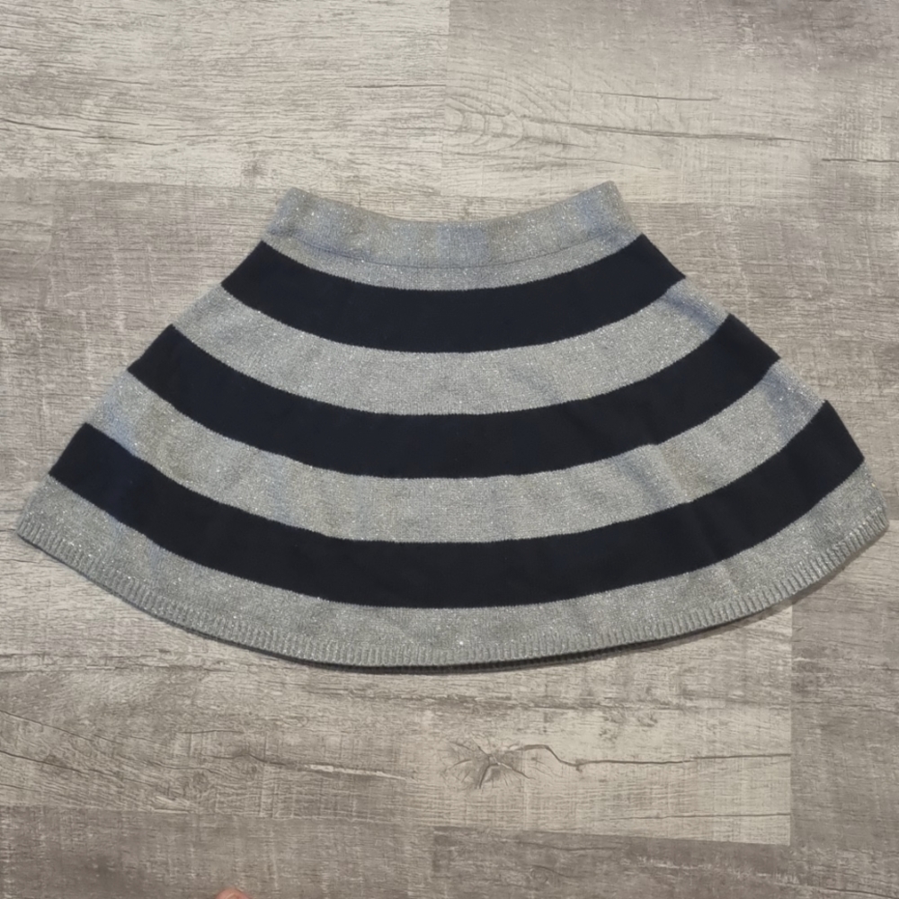 Kids Sparkly Gray and Blue Striped Skirt